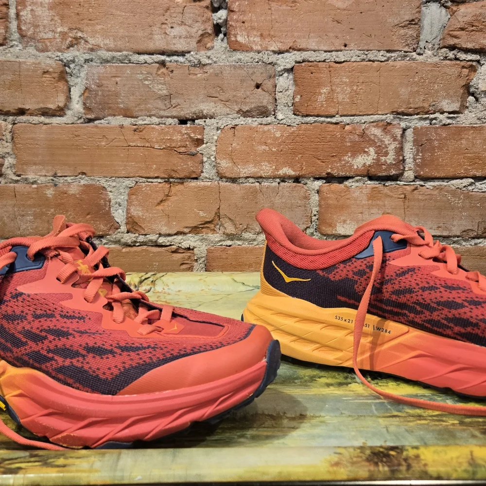 HOKA Trail Running Shoe in Red and Orange - Picture 3 of 7